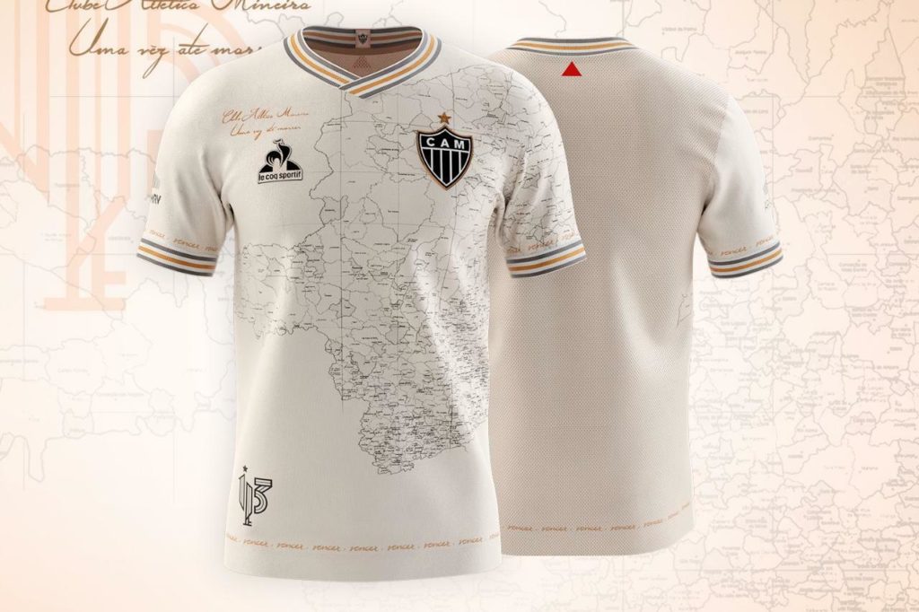 A imagem mostra a camisa criada pelos torcedores do Atlético Mineiro.